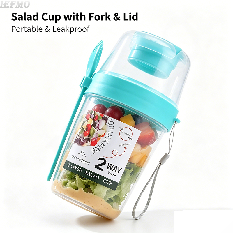 Food Snacks For Weight Loss - Saladeschaalset voor onderweg met ingebouwde vork