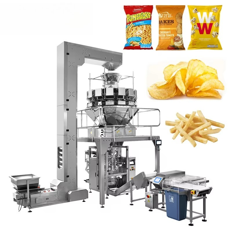 Food Packed Snacks - Verticale verpakkingsmachine met 14-kops weegsysteem voor